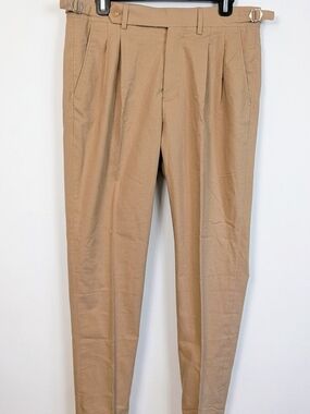 NWT PJ Paul Jones Men’s Pleated Dress Trousers Side Adjusters Tan Size S